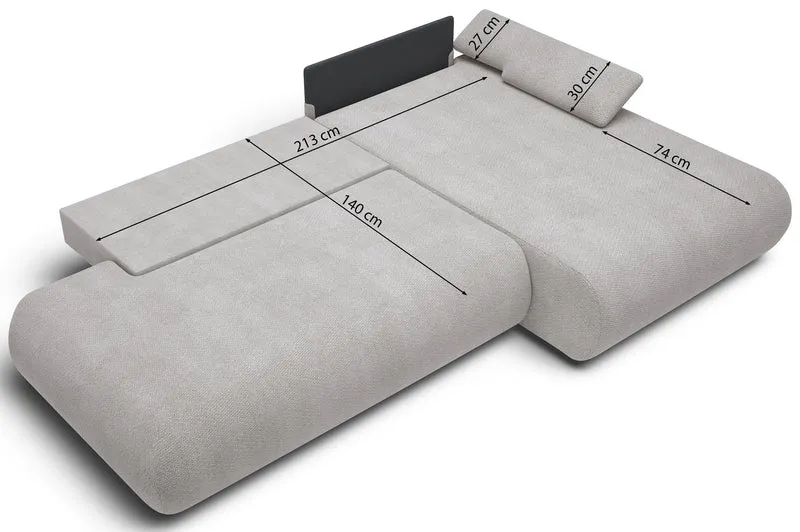 Ecksofa mit Schlafunktion Armone, L-förmig, rechtsseitig, grafitfarben, Chenille