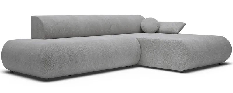 Ecksofa mit Schlaffunktion Armone, L-förmig, rechtsseitig, grauer Chenille-Stoff