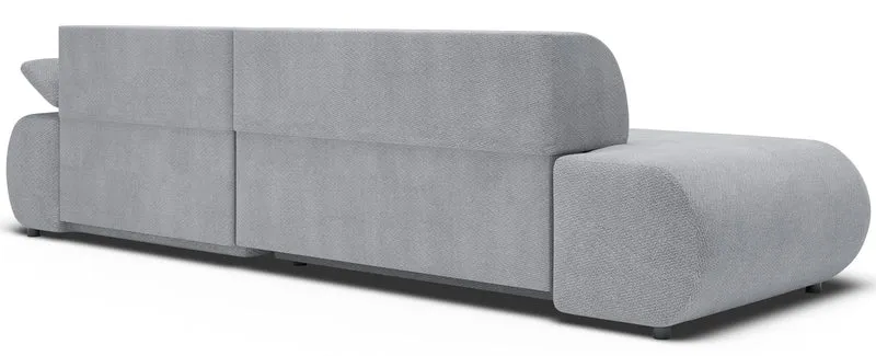 Ecksofa mit Schlaffunktion Armone, L-förmig, rechtsseitig, grauer Chenille-Stoff