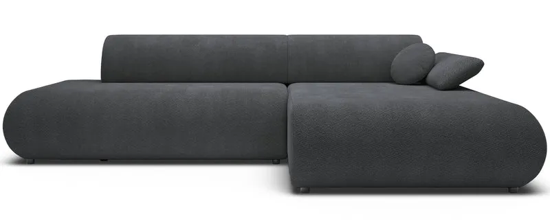 Ecksofa mit Schlafunktion Armone, L-förmig, rechtsseitig, grafitfarben, Chenille