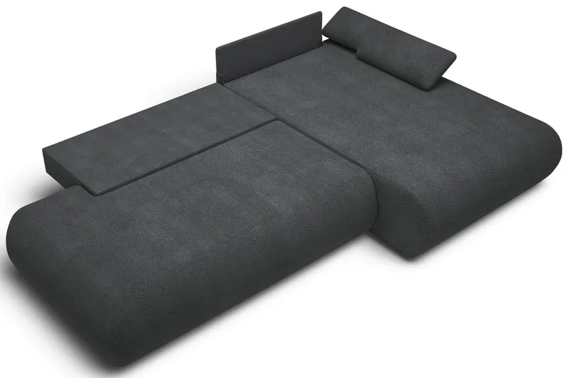 Ecksofa mit Schlafunktion Armone, L-förmig, rechtsseitig, grafitfarben, Chenille