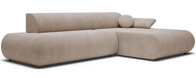 Ecksofa mit Schlaffunktion Armone, L-förmig, rechtsseitig, beige Chenille