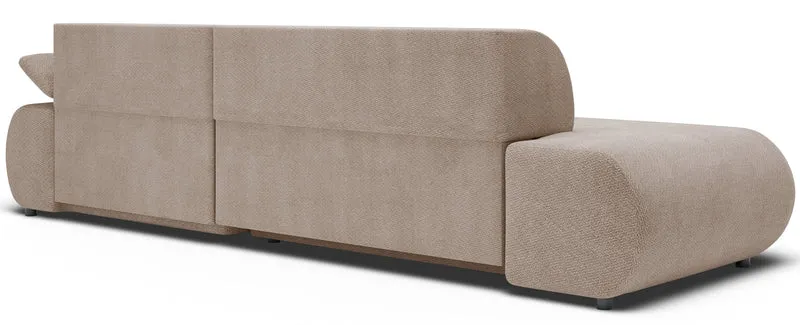 Ecksofa mit Schlaffunktion Armone, L-förmig, rechtsseitig, beige Chenille