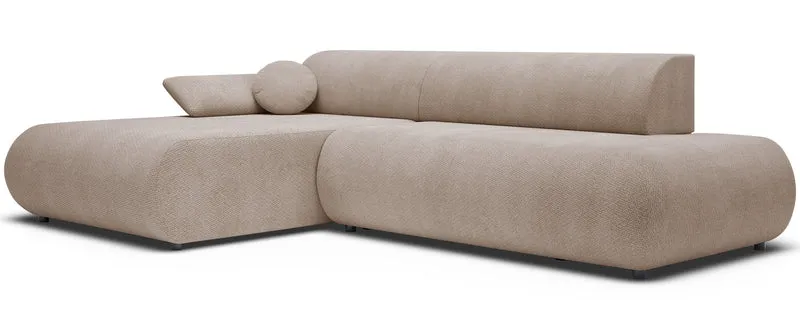 Ecksofa mit Schlaffunktion Armone, L-förmig, linksseitig, beige Chenille