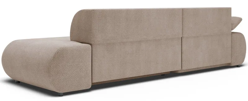 Ecksofa mit Schlaffunktion Armone, L-förmig, linksseitig, beige Chenille