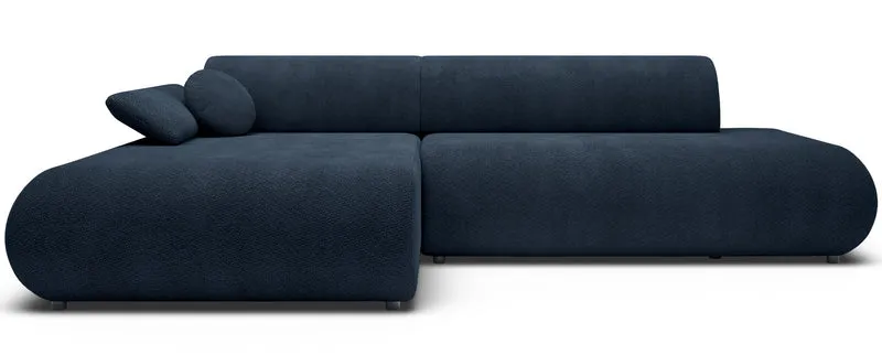 Ecksofa mit Schlafunktion Armone, L-förmig, linksseitig, marineblauer Chenille-Bezug