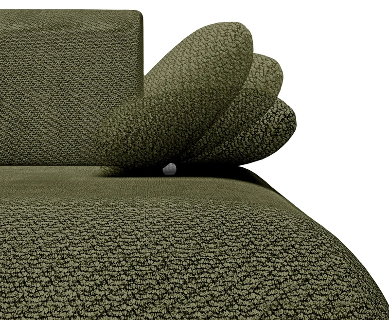 Ecksofa mit Schlaffunktion Armone, L-förmig, rechtsseitig, olivgrüner Chenille-Stoff