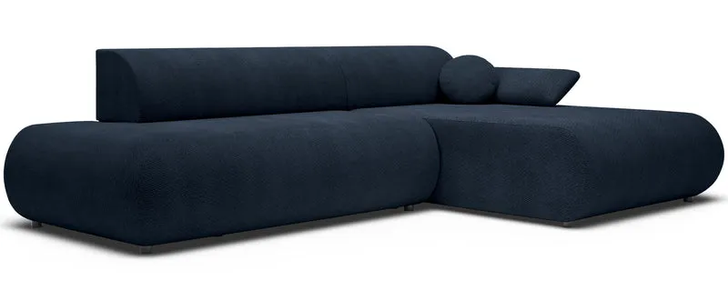 Ecksofa mit Schlafunktion Armone, L-förmig, rechtsseitig, marineblauer Chenille-Stoff