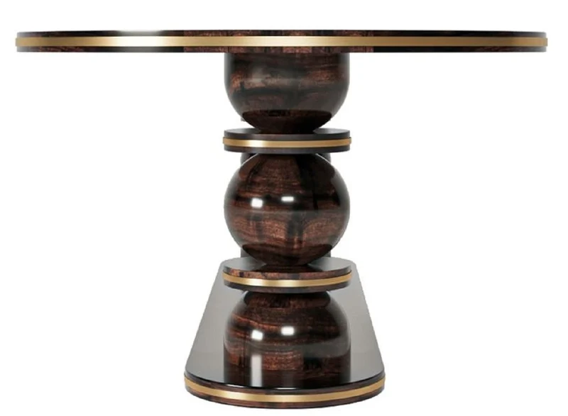 Casa Padrino Luxus Esstisch Dunkelbraun / Messing 240 x 110 x H. 76 cm - Ovaler Massivholz Esszimmertisch - Esszimmer Möbel - Luxus Möbel