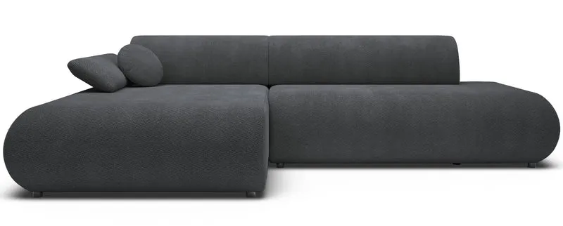Ecksofa mit Schlaffunktion Armone, L-förmig, linksseitig, grafitfarbener Chenille-Stoff