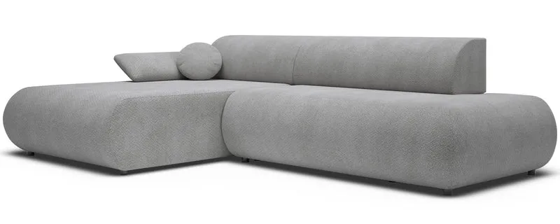 Ecksofa mit Schlaffunktion Armone, L-förmig, linksseitig, grauer Chenille-Stoff