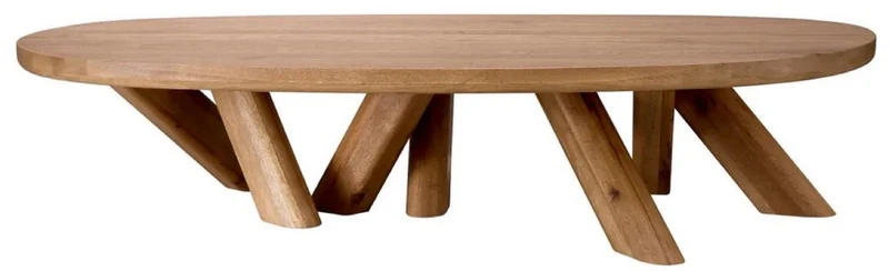 Casa Padrino Luxus Massivholz Couchtisch Braun 170 x 85 x H. 35 cm - Ovaler Eichenholz Wohnzimmertisch - Wohnzimmer Möbel - Luxus Möbel - Luxus Qualität