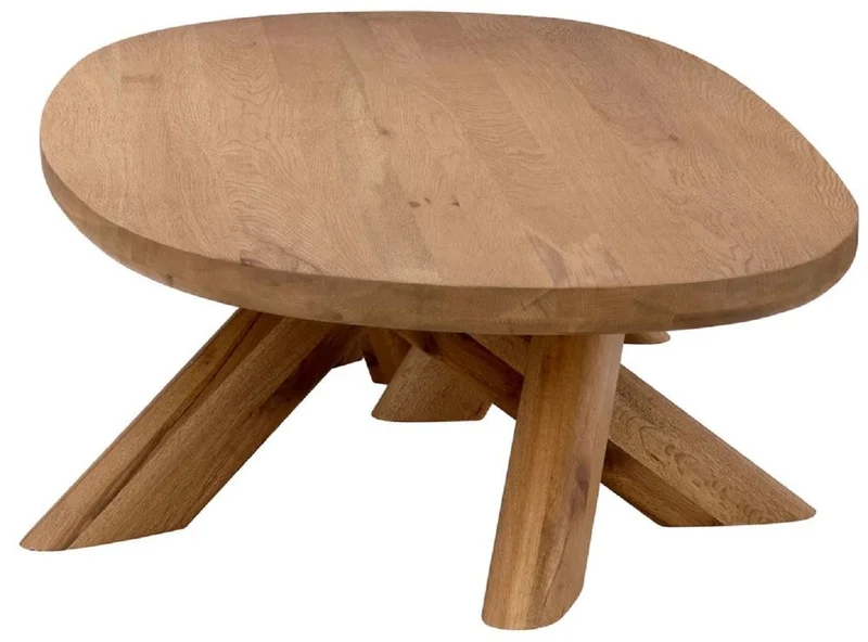 Casa Padrino Luxus Massivholz Couchtisch Braun 170 x 85 x H. 35 cm - Ovaler Eichenholz Wohnzimmertisch - Wohnzimmer Möbel - Luxus Möbel - Luxus Qualität