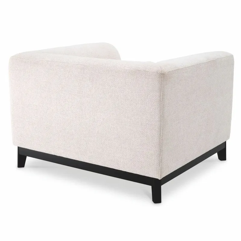 Casa Padrino Luxus Sessel Cremeweiß / Schwarz 105 cm - Hotel & Wohnzimmer Möbel
