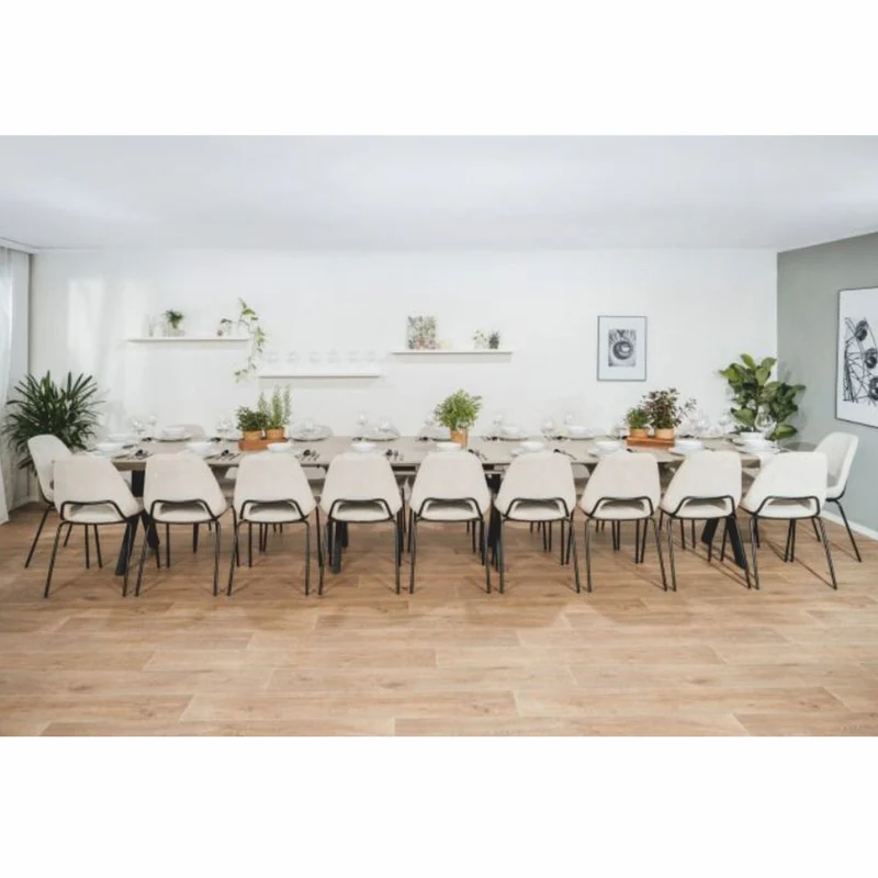 Casa Padrino Esstisch Beige / Schwarz 180-468 cm - Rechteckiger Ausziehbarer Küchentisch