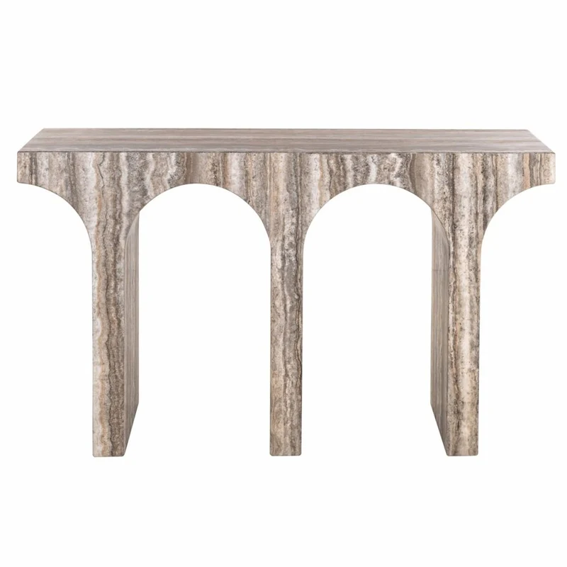 Casa Padrino Luxus Marmor Konsole Braun-Grau 140 cm - Luxus Marmor Möbel